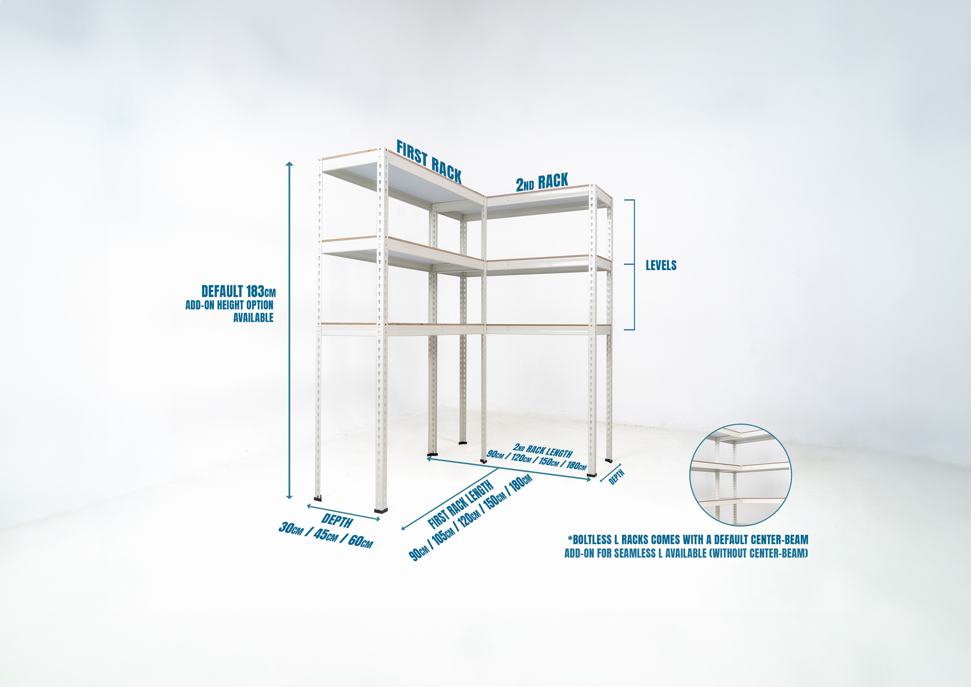 L shape shelf