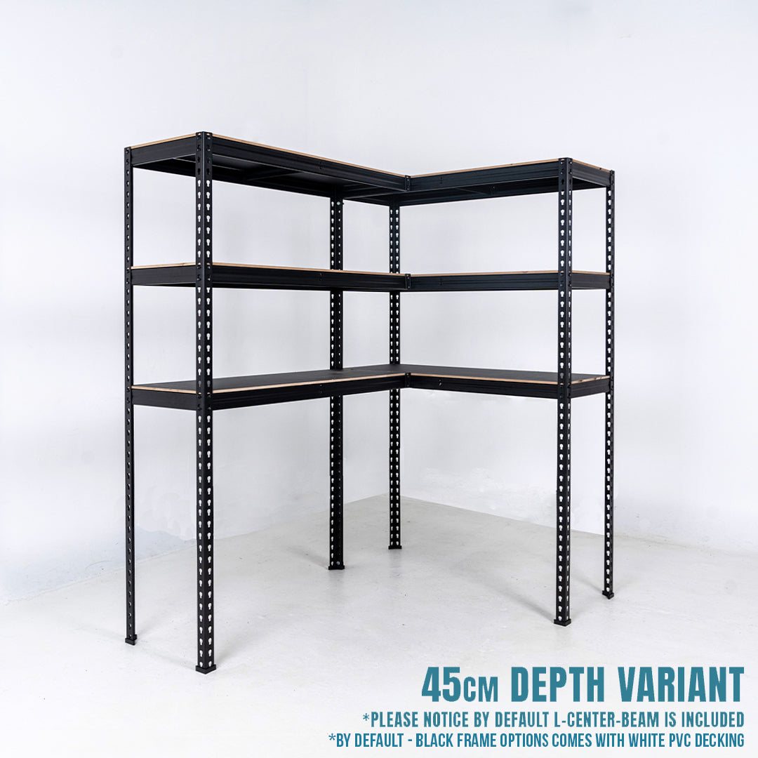 PVC Wood Deck Boltless L Rack (3-Levels)(45cm Depth)